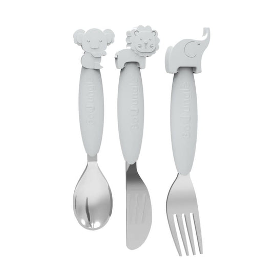 B-Silicone Spoon-Fork-Knife Set Grijs