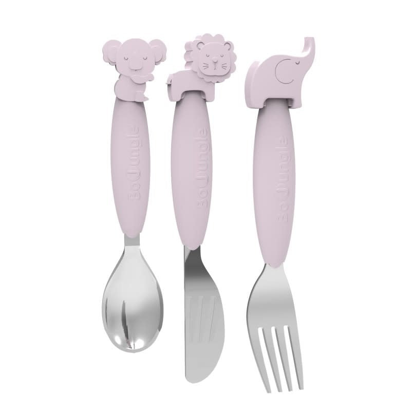 B-Silicone Spoon-Fork-Knife Set Roze
