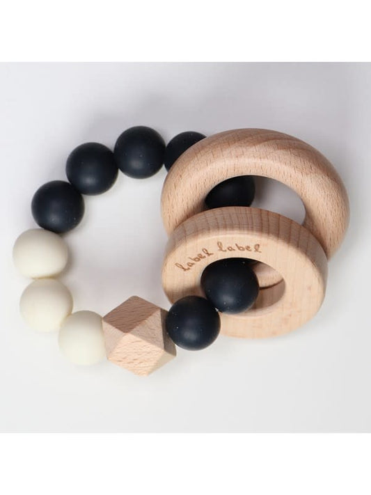 Label Label - Teether Silicone & Wood - Beads - Black & White