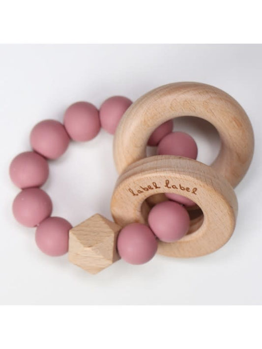 Label Label - Teether Silicone & Wood - Beads - Pink