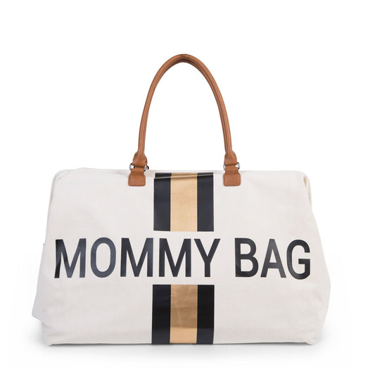 Mommy Bag Verzorgingstas - Ecru Strepen Zwart/Goud