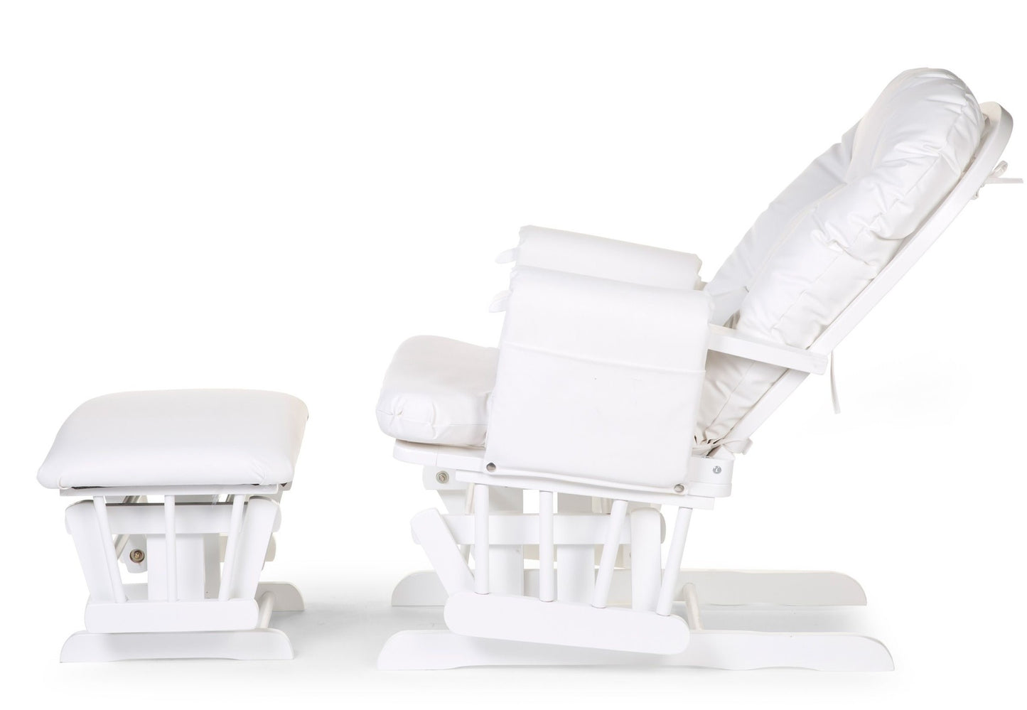 Gliding Chair Schommelstoel Rond Met Voetsteun - PU Leder Pvc Polyester - Wit